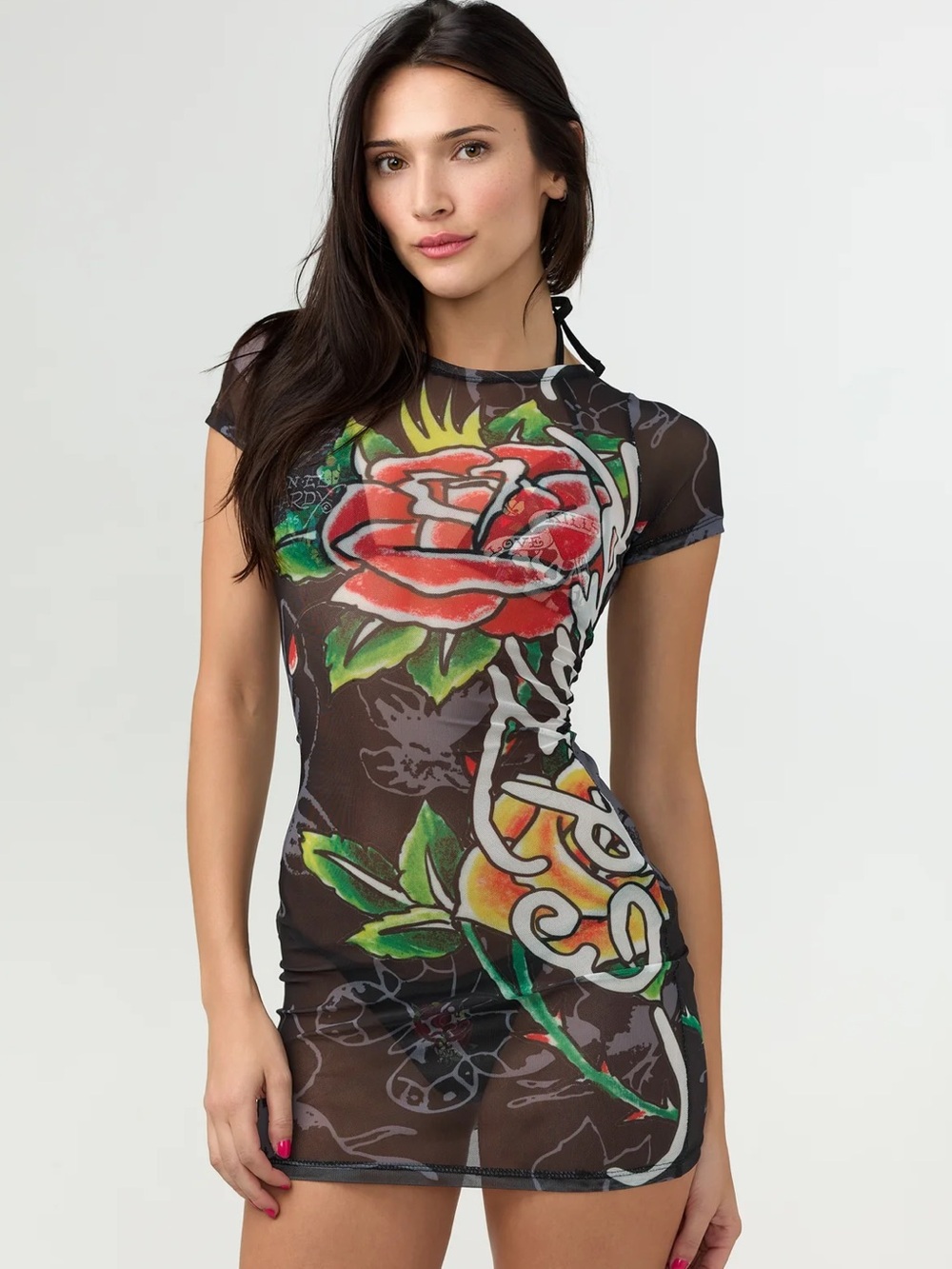 Ed Hardy Swim goth pixie mesh dress